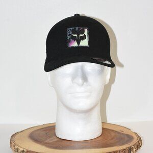 Black Fox Head Flexfit Hat Size S/M NWT - Stylish Gray, Purple & Yellow Logo